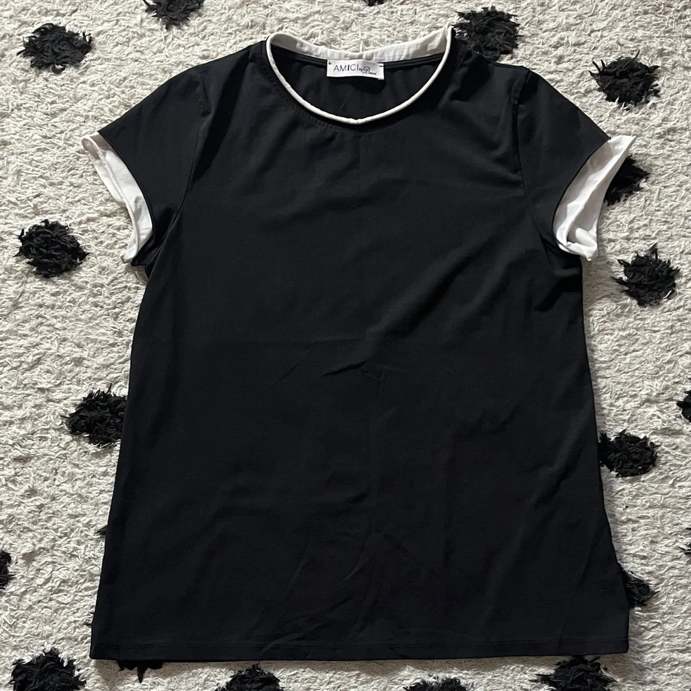 Amici by Baci size(look @ measurements) black and White Women's Top